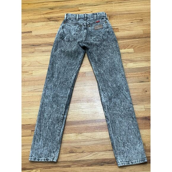 Wrangler Women's 7 Gray Pant Acid Wash Ankle Straight Leg Pinstripe 80s Retro - Picture 2 of 9